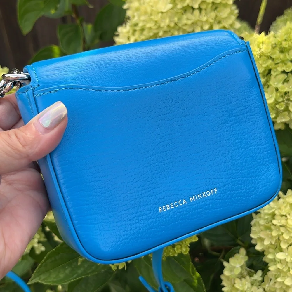 EUC Rebecca Minkoff Micro Love Too Blue Leather Crossbody Bag
